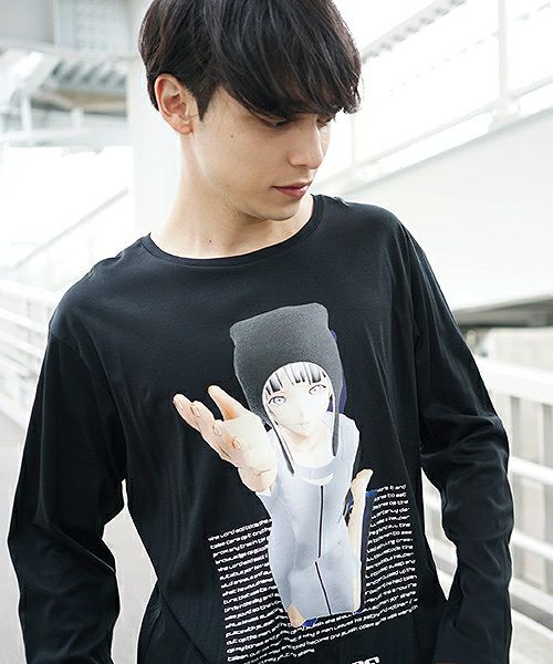chloma.ロングスリーブTシャツ“connect”[19AUT3/ブラック,ベビーブルー]