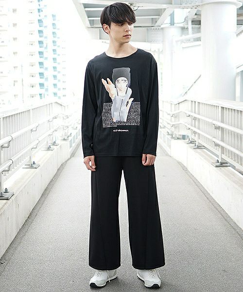 chloma.ロングスリーブTシャツ“connect”[19AUT3/ブラック,ベビーブルー]