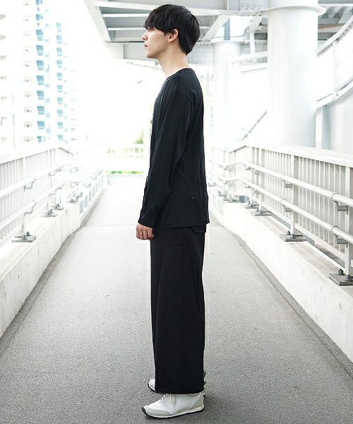 chloma.ロングスリーブTシャツ“connect”[19AUT3/ブラック,ベビーブルー]