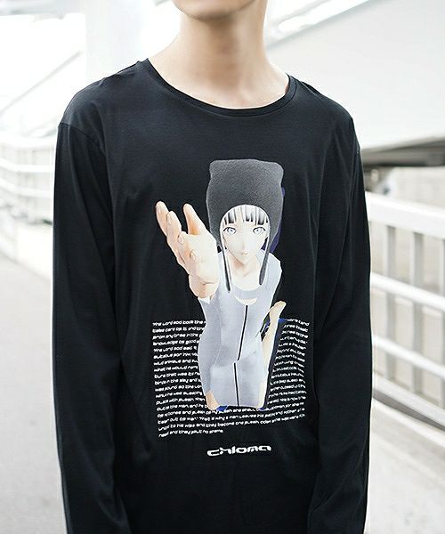chloma.ロングスリーブTシャツ“connect”[19AUT3/ブラック,ベビーブルー]