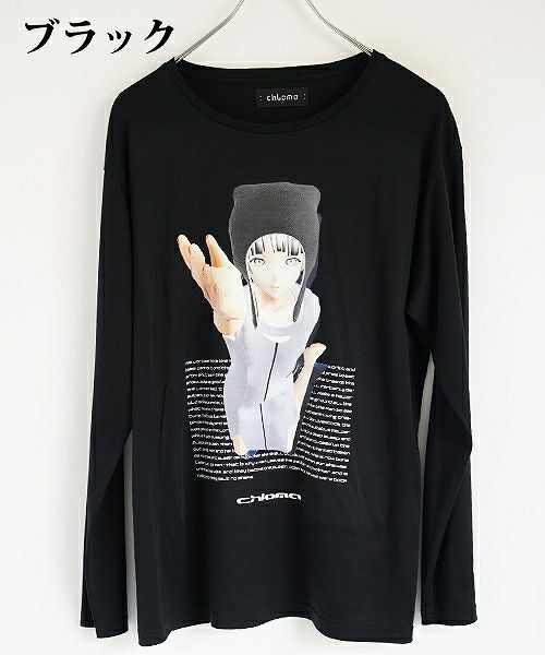 chloma.ロングスリーブTシャツ“connect”[19AUT3/ブラック,ベビーブルー]