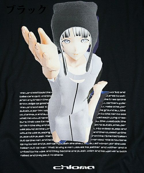 chloma.ロングスリーブTシャツ“connect”[19AUT3/ブラック,ベビーブルー]