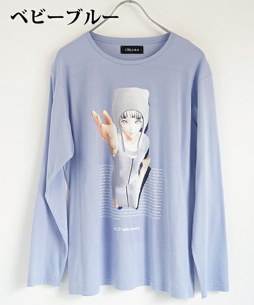 chloma.ロングスリーブTシャツ“connect”[19AUT3/ブラック,ベビーブルー]