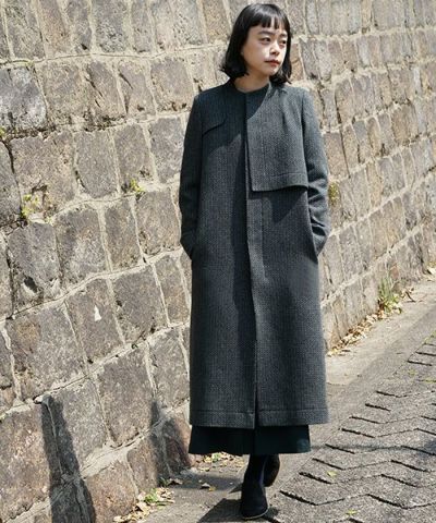 ohta オオタ dobby wool long coat[jk-27D]
