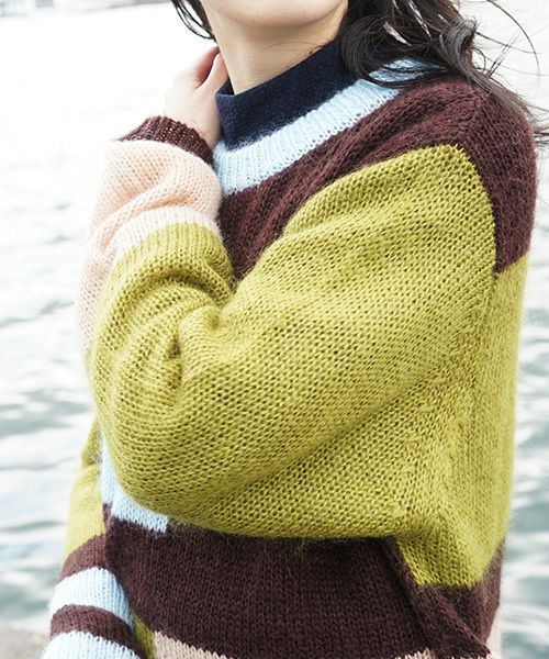 HENRIK VIBSKOV.KNIT SWEAT[OLIVE GREEN MULTI]_