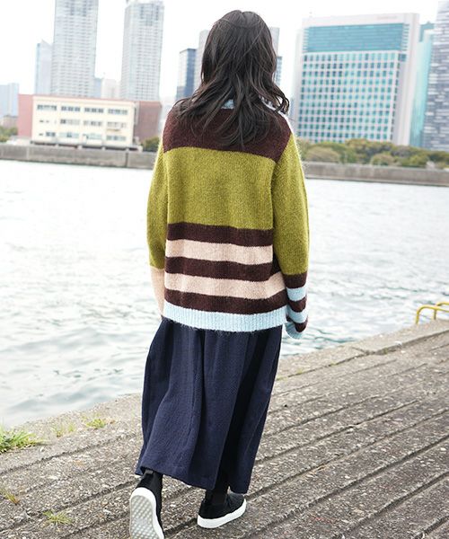 HENRIK VIBSKOV.KNIT SWEAT[OLIVE GREEN MULTI]_