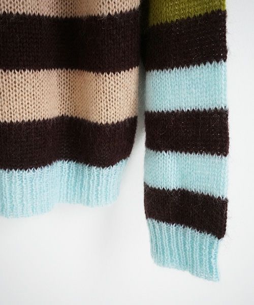 HENRIK VIBSKOV.KNIT SWEAT[OLIVE GREEN MULTI]_