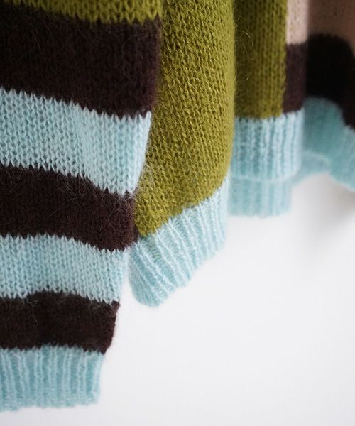 HENRIK VIBSKOV.KNIT SWEAT[OLIVE GREEN MULTI]_