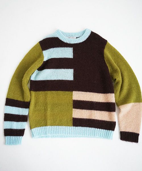 HENRIK VIBSKOV.KNIT SWEAT[OLIVE GREEN MULTI]_
