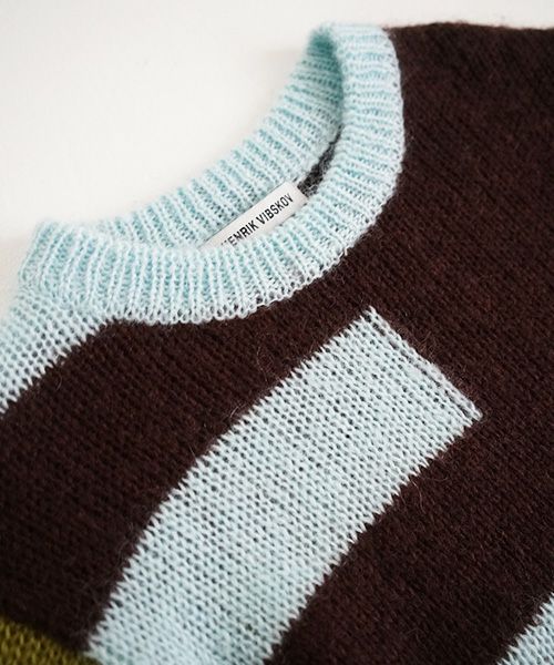 HENRIK VIBSKOV.KNIT SWEAT[OLIVE GREEN MULTI]_