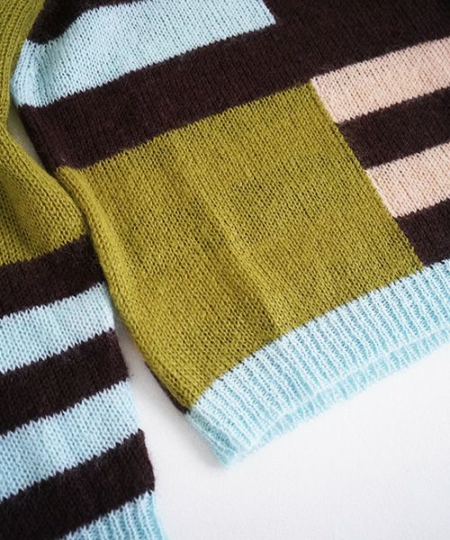 HENRIK VIBSKOV.KNIT SWEAT[OLIVE GREEN MULTI]_