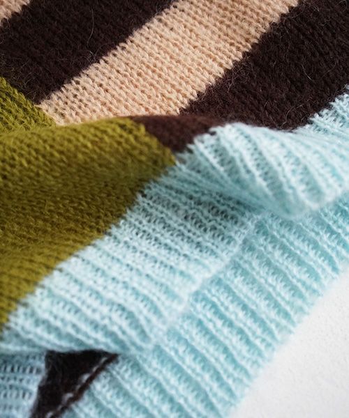 HENRIK VIBSKOV.KNIT SWEAT[OLIVE GREEN MULTI]_