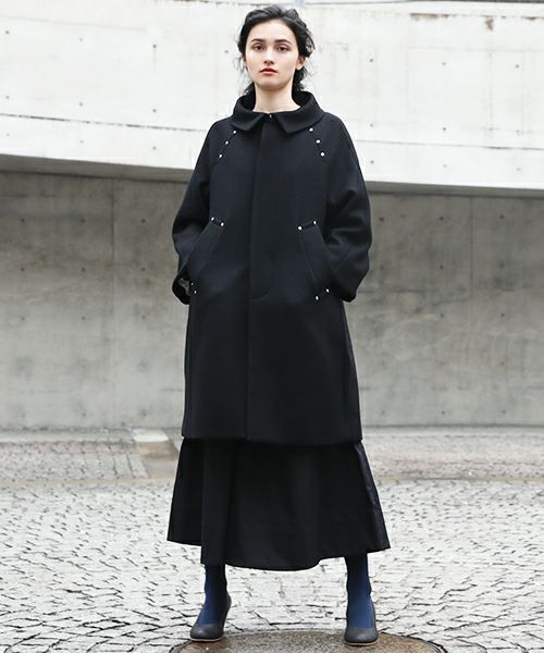 SWANLAKE.ワイドネックカラーコート [CO-1209/Black]