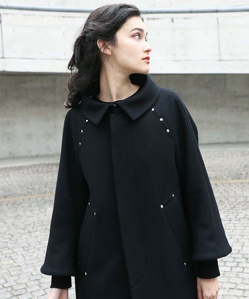 SWANLAKE.ワイドネックカラーコート [CO-1209/Black]
