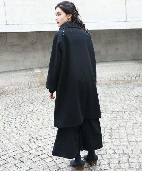 SWANLAKE.ワイドネックカラーコート [CO-1209/Black]