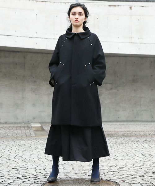 SWANLAKE.ワイドネックカラーコート [CO-1209/Black]