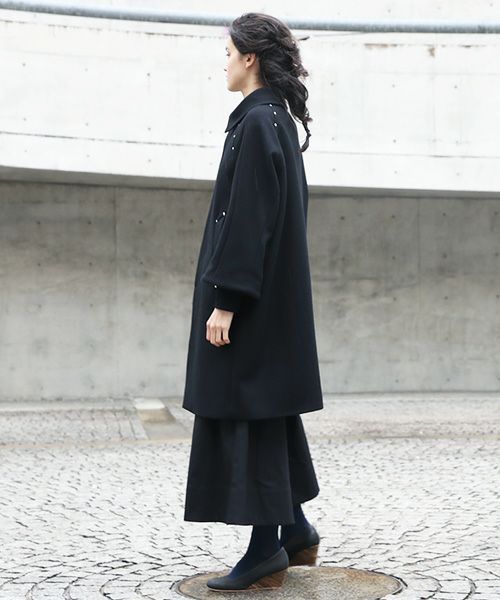 SWANLAKE.ワイドネックカラーコート [CO-1209/Black]