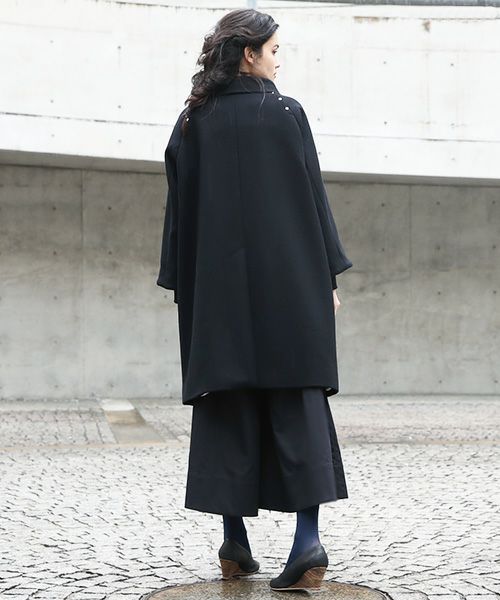 SWANLAKE.ワイドネックカラーコート [CO-1209/Black]