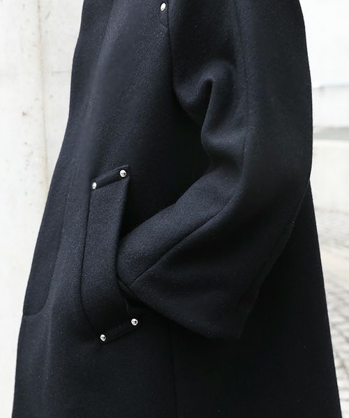 SWANLAKE.ワイドネックカラーコート [CO-1209/Black]