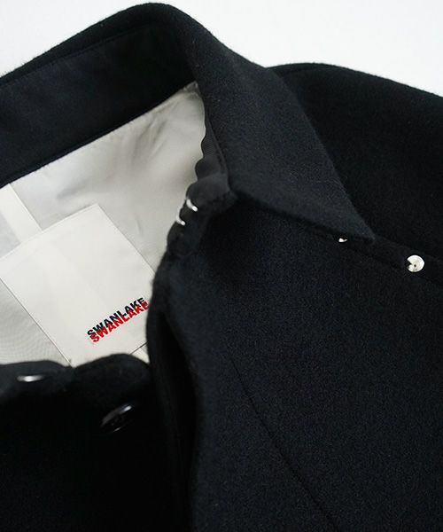 SWANLAKE.ワイドネックカラーコート [CO-1209/Black]