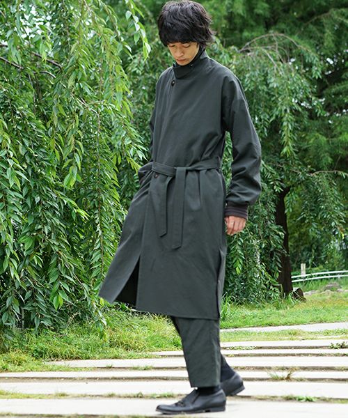 YANTOR.Wash Wool Rib Coat[Y194CO02/GREEN]