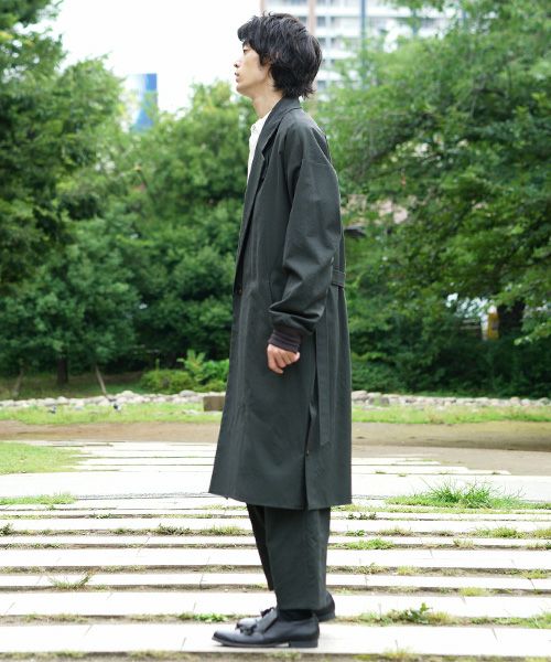 YANTOR Wash Wool Rib Coat[Y194CO02/GREEN]