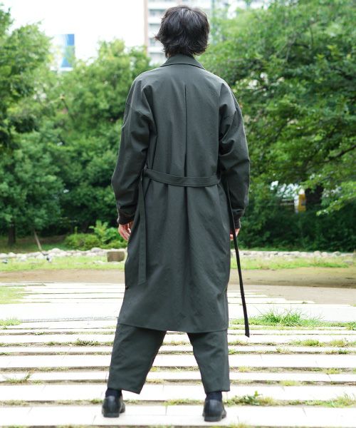 YANTOR.Wash Wool Rib Coat[Y194CO02/GREEN]