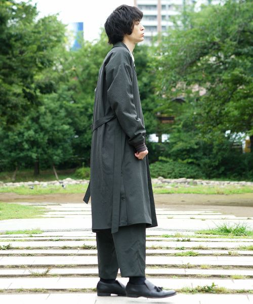 YANTOR.Wash Wool Rib Coat[Y194CO02/GREEN]