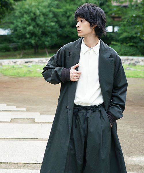 YANTOR.Wash Wool Rib Coat[Y194CO02/GREEN]