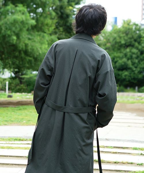 YANTOR.Wash Wool Rib Coat[Y194CO02/GREEN]