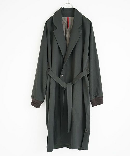 YANTOR Wash Wool Rib Coat[Y194CO02/GREEN]