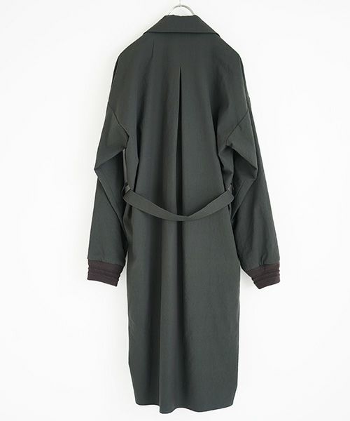 YANTOR.Wash Wool Rib Coat[Y194CO02/GREEN]