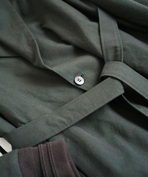 YANTOR.Wash Wool Rib Coat[Y194CO02/GREEN]