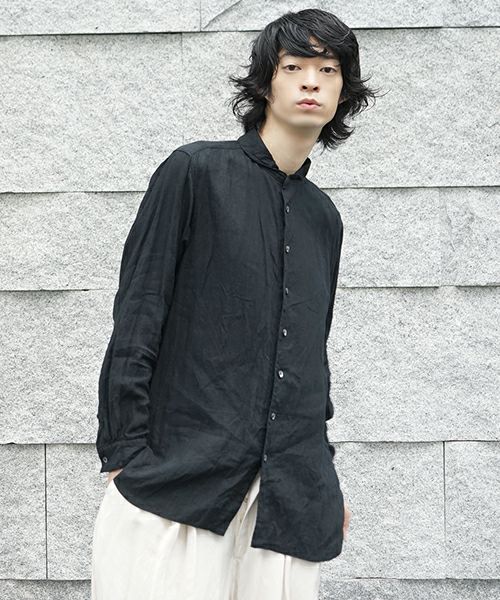 suzuki takayuki.スズキタカユキ.one-piece shawl-collar shirt[S203-09/black]