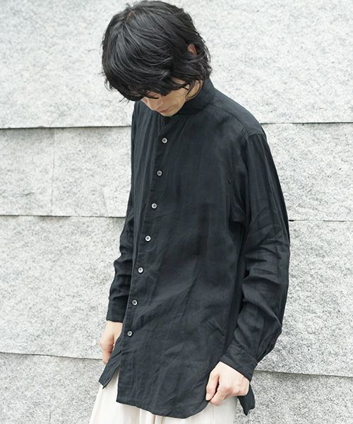 suzuki takayuki.スズキタカユキ.one-piece shawl-collar shirt[S203-09/black]