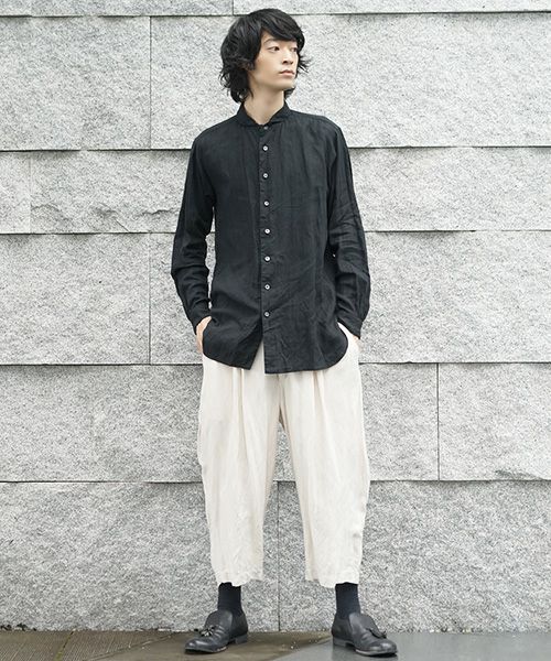 suzuki takayuki.スズキタカユキ.one-piece shawl-collar shirt[S203-09/black]