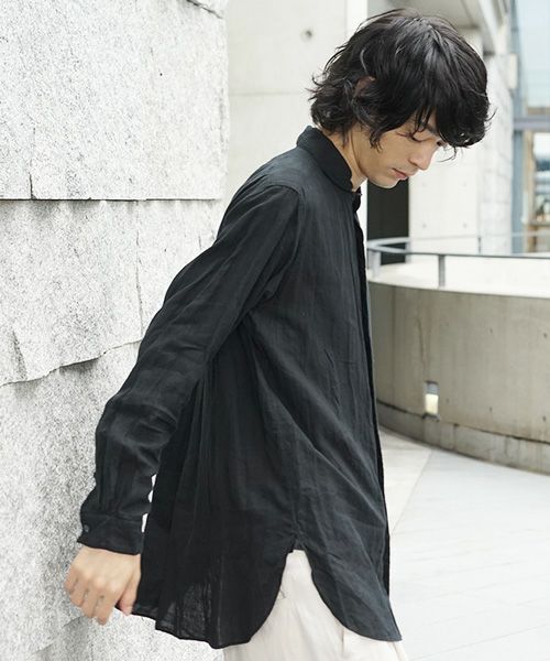 suzuki takayuki.スズキタカユキ.one-piece shawl-collar shirt[S203-09/black]