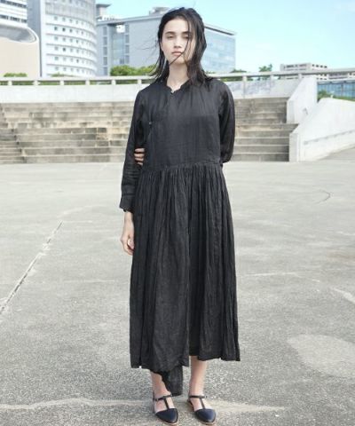 suzuki takayuki スズキタカユキ gathered dress[A201-14/black]