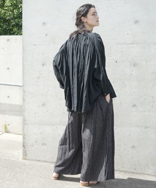 suzuki takayuki スズキタカユキ wrapped pants ii[S202-16/black stripe]