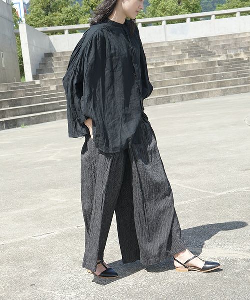 suzuki takayuki スズキタカユキ wrapped pants ii[S202-16/black stripe]
