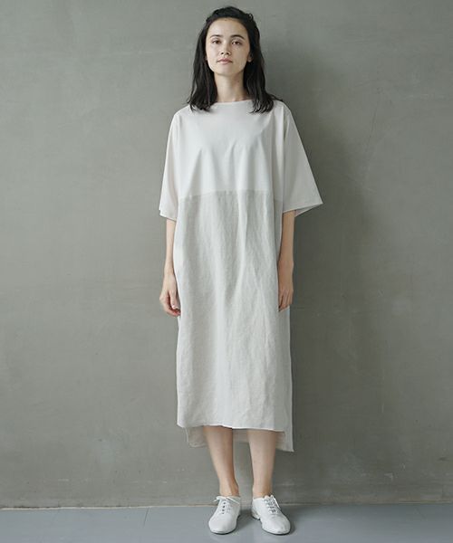 Mochi.モチ.cotton ＆ linen layered dress [ms02-op-07/beige]