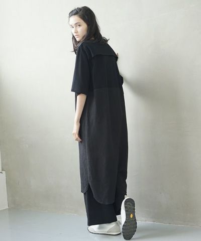 Mochi.モチ.cotton ＆ linen layered dress [ms02-op-07/black]
