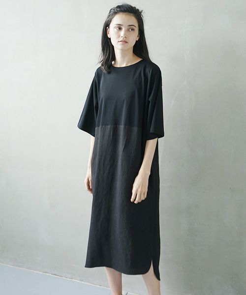 Mochi.モチ.cotton ＆ linen layered dress [ms02-op-07/black]