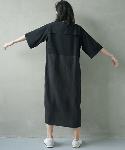 Mochi.モチ.cotton ＆ linen layered dress [ms02-op-07/black]