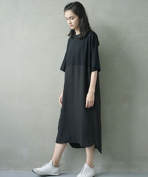 Mochi.モチ.cotton ＆ linen layered dress [ms02-op-07/black]