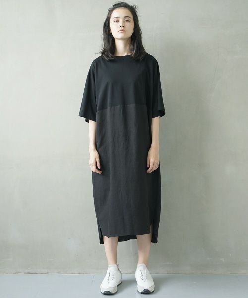 Mochi.モチ.cotton ＆ linen layered dress [ms02-op-07/black]