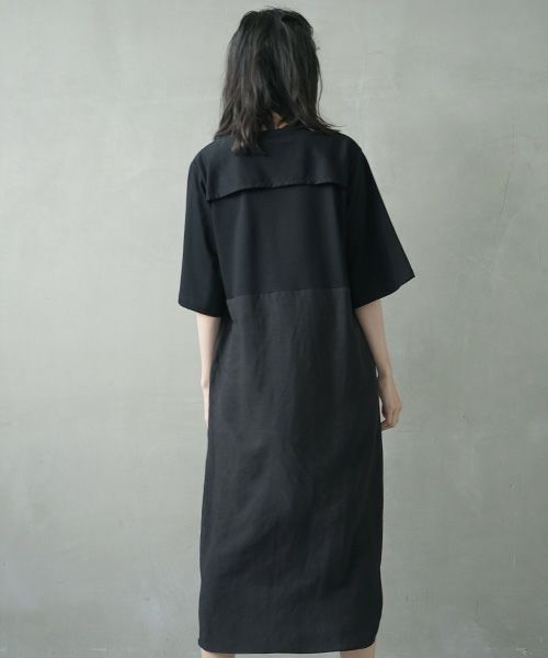 Mochi.モチ.cotton ＆ linen layered dress [ms02-op-07/black]