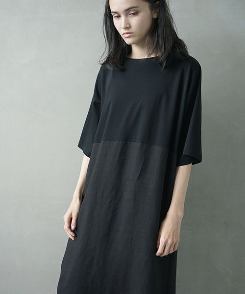 Mochi.モチ.cotton ＆ linen layered dress [ms02-op-07/black]