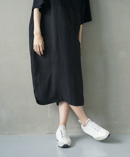 Mochi.モチ.cotton ＆ linen layered dress [ms02-op-07/black]