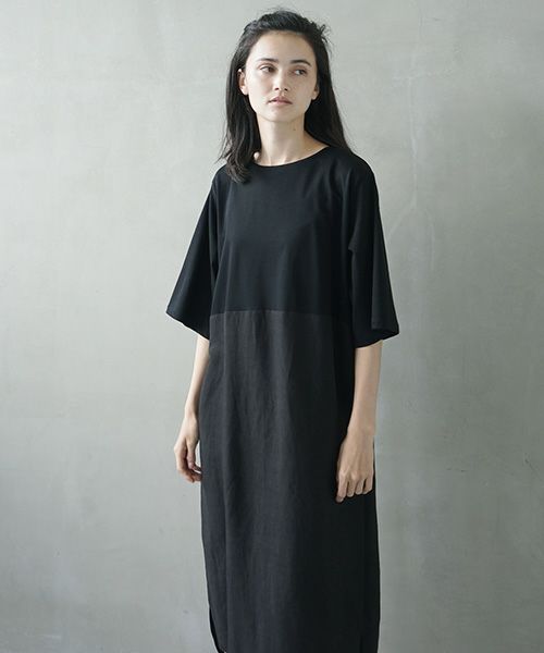 Mochi.モチ.cotton ＆ linen layered dress [ms02-op-07/black]